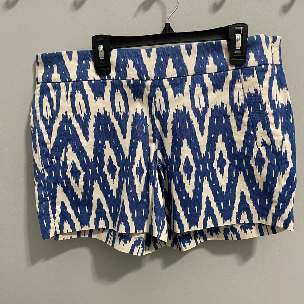 J crew factory city fit chink shirts blue/white ikat/aztec size 8